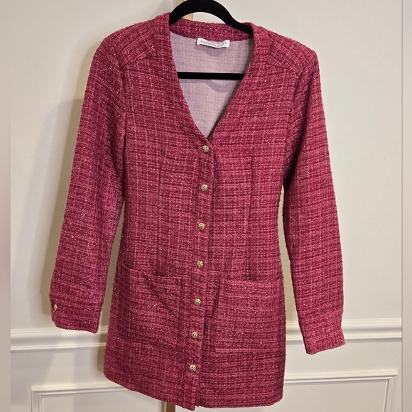 Endless Rose Premium Long Sleeve Pink Tweed Dress sz XS - Picture 7 of 11